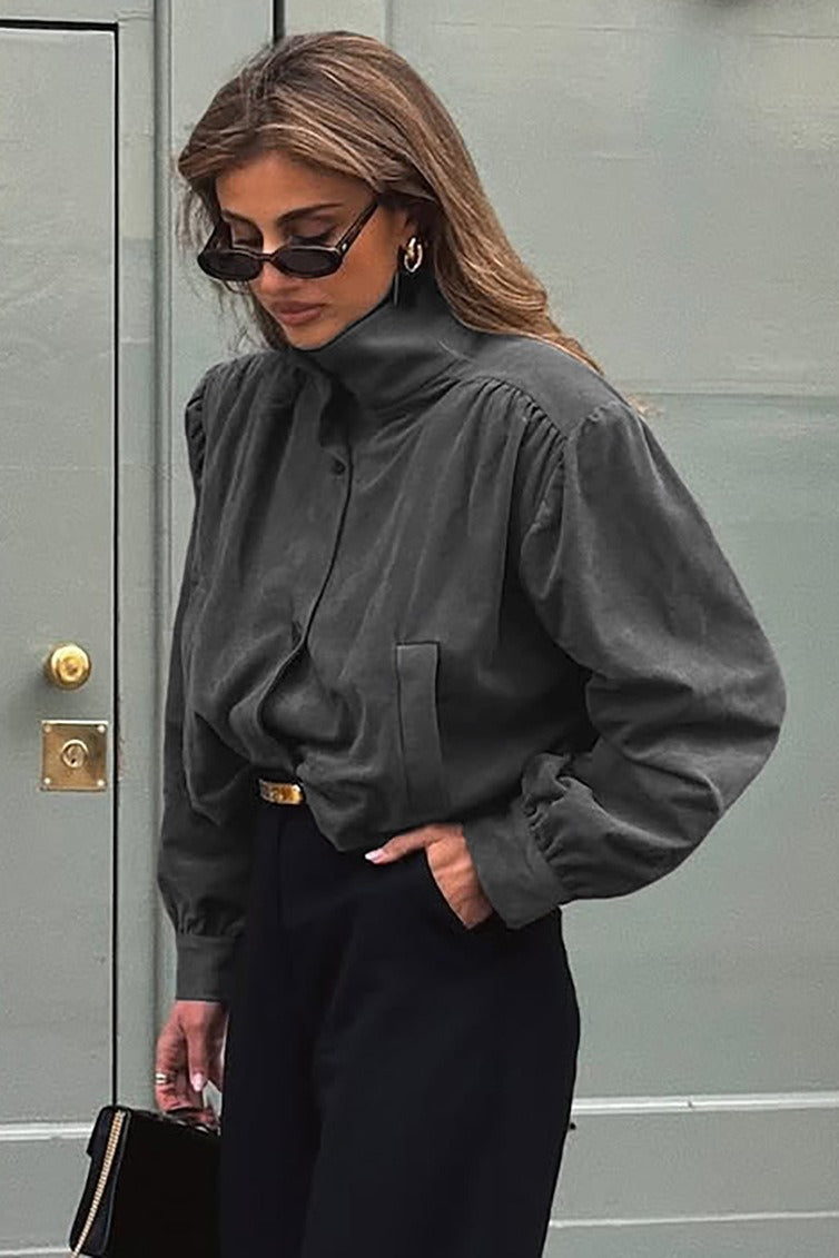 Chic Suede Style Long Sleeve Jacket