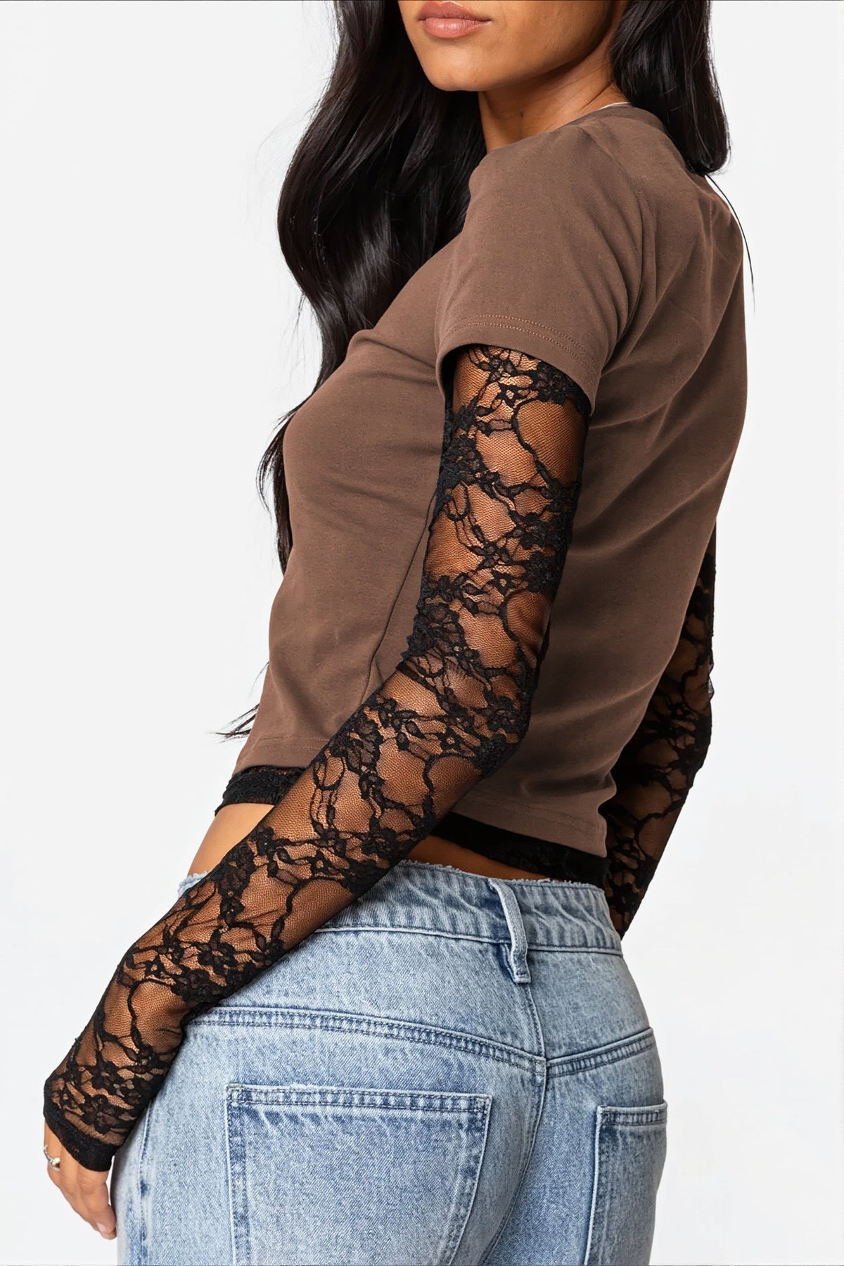 Lace Layered Long Sleeve Blouse