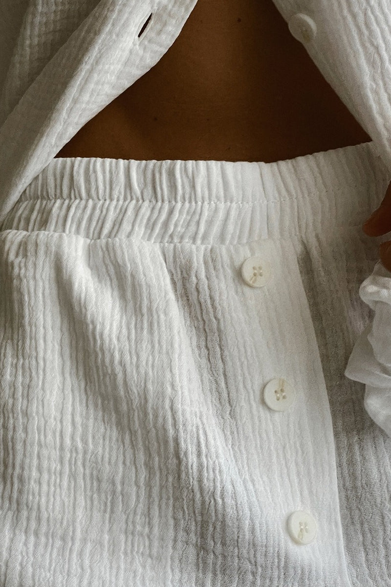 Cotton Gauze Shirt Straight Pants Set