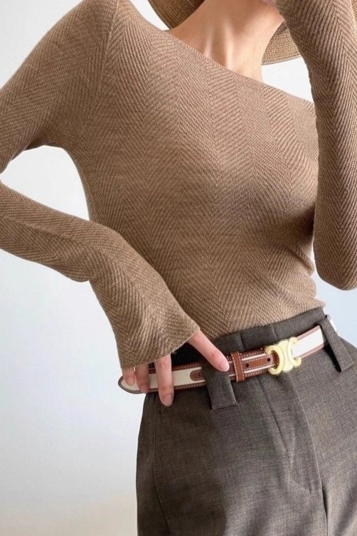 Fine Gauge Wool Ripple Stitch Knit Top 3