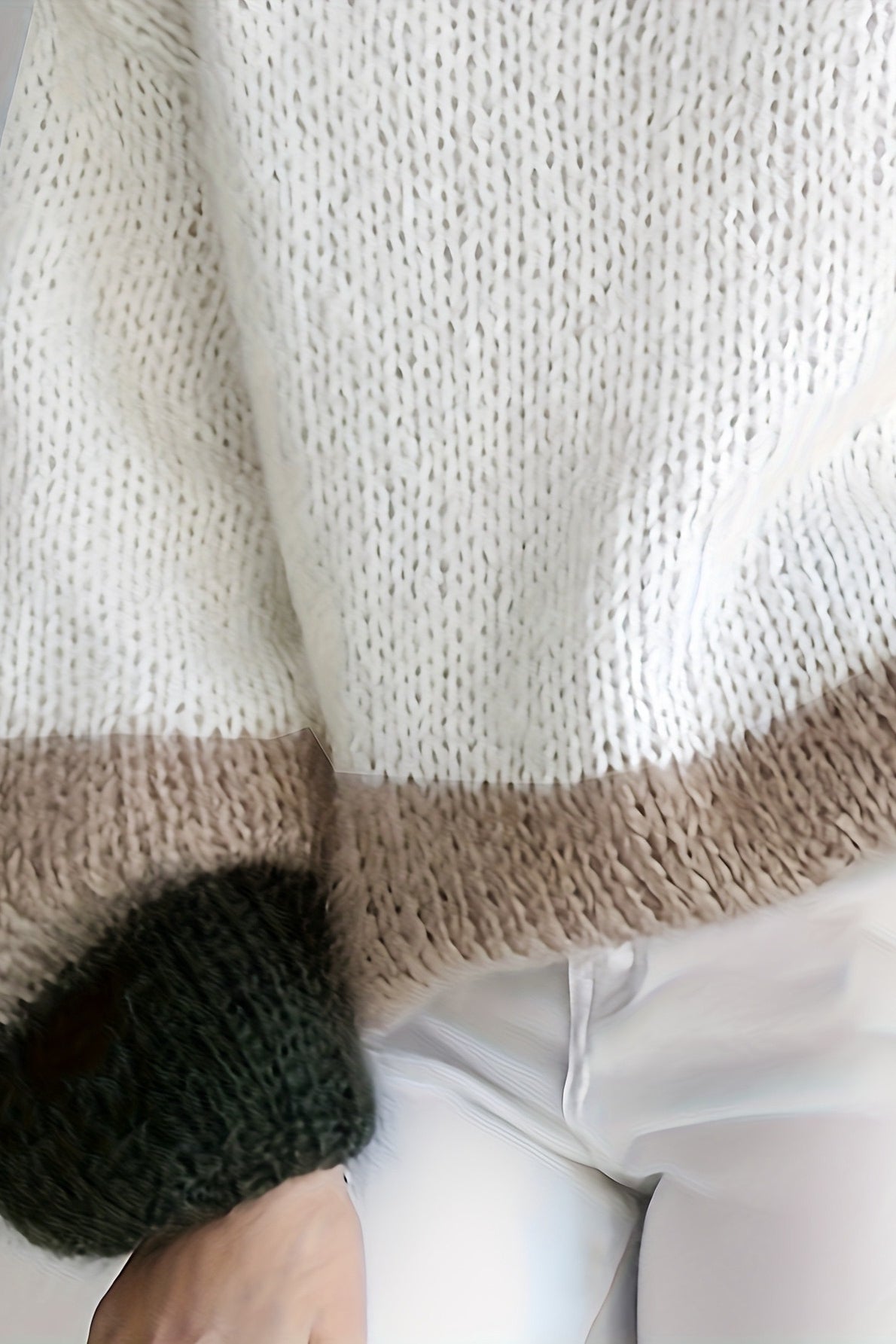 Elegant Colorblock Crew Neck Knit Sweater by PrincessAce