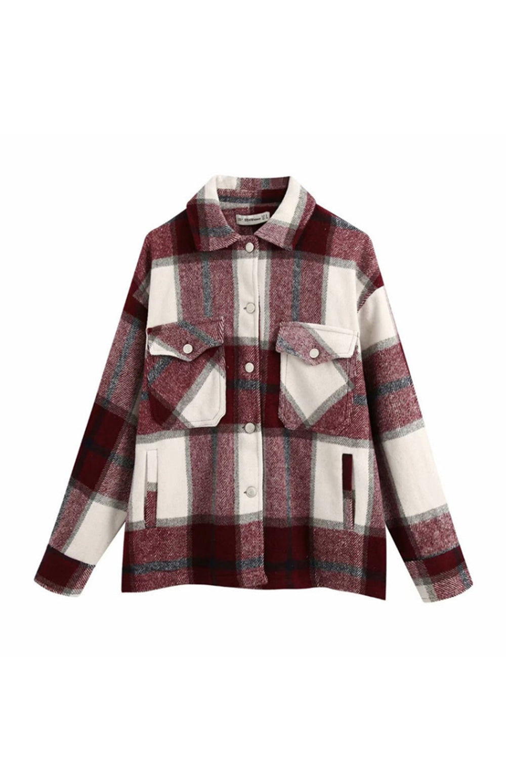 Stylish Flannel Plaid Coat with Loose Fit for Comfort