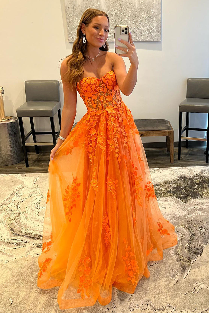 Sweetheart Appliques Bone Bodice Prom Evening Dress - Fashionpara