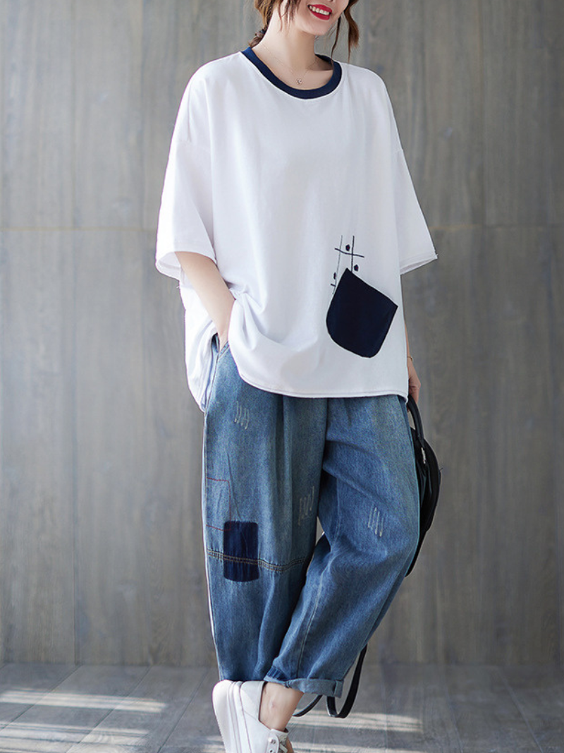 Time Will Come Loose Round Neck Top - Fashionpara