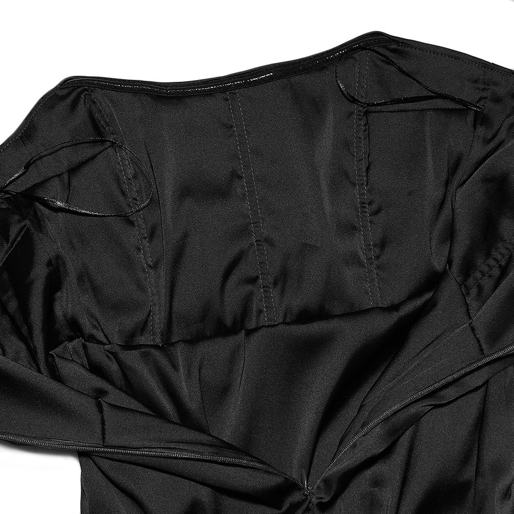 Satin Strapless Ruched Handkerchief-Hem Mini Dress 14