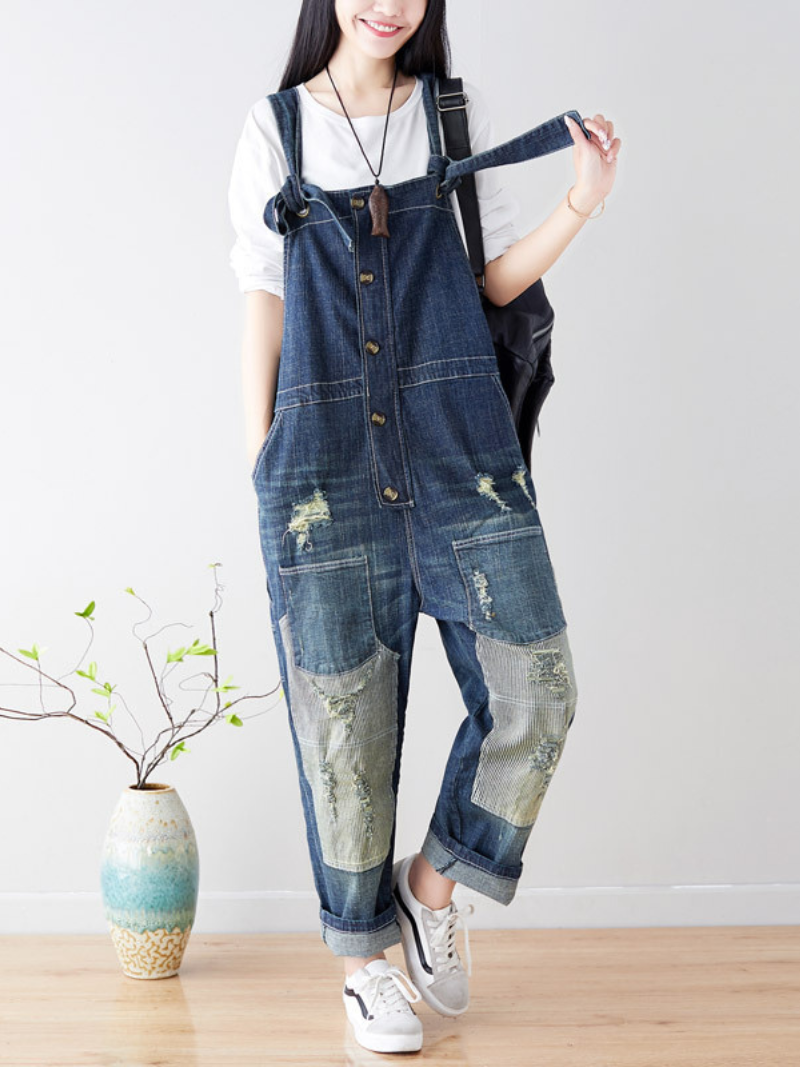 Vintage-Inspired Denim Overalls Dungarees for Women - Fashionpara