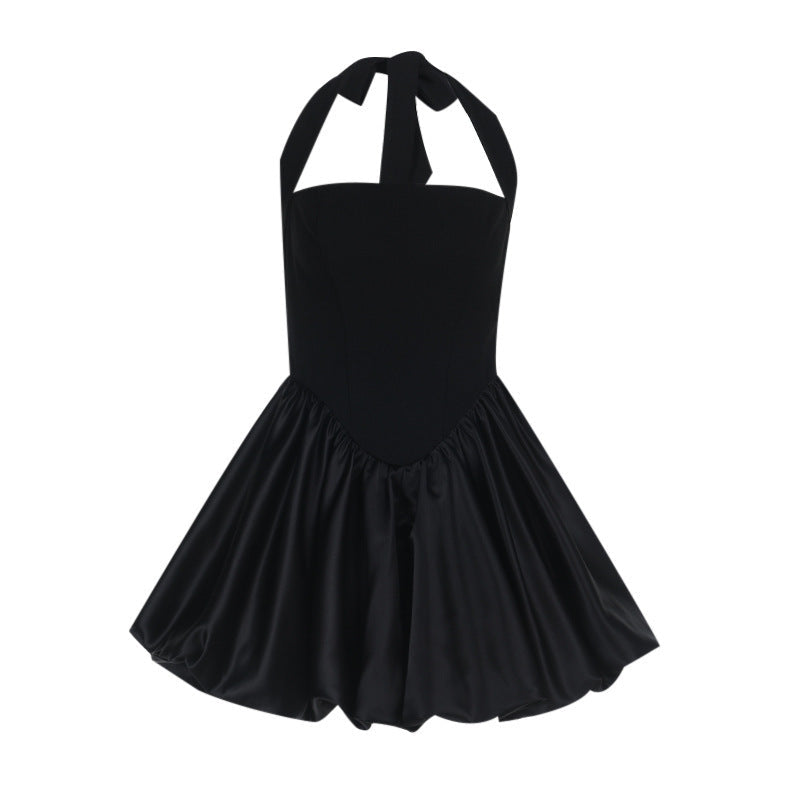 Halter Square Neck Corset Bubble Hem Mini Dress 15