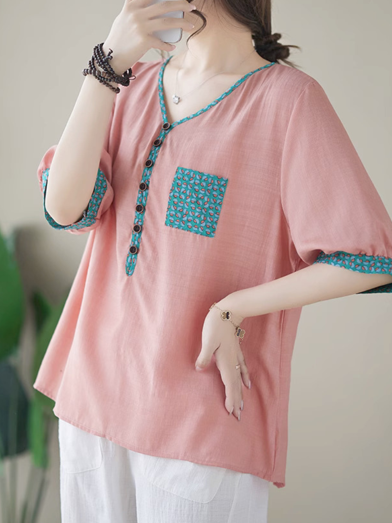 Wrangler Cotton V-neck Loose Top - Fashionpara