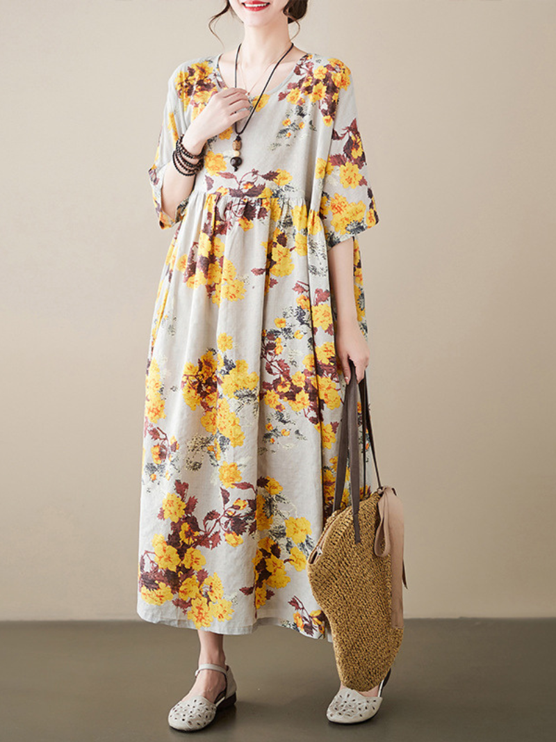 Heaven On Earth Round Neck Smock Dress - Fashionpara