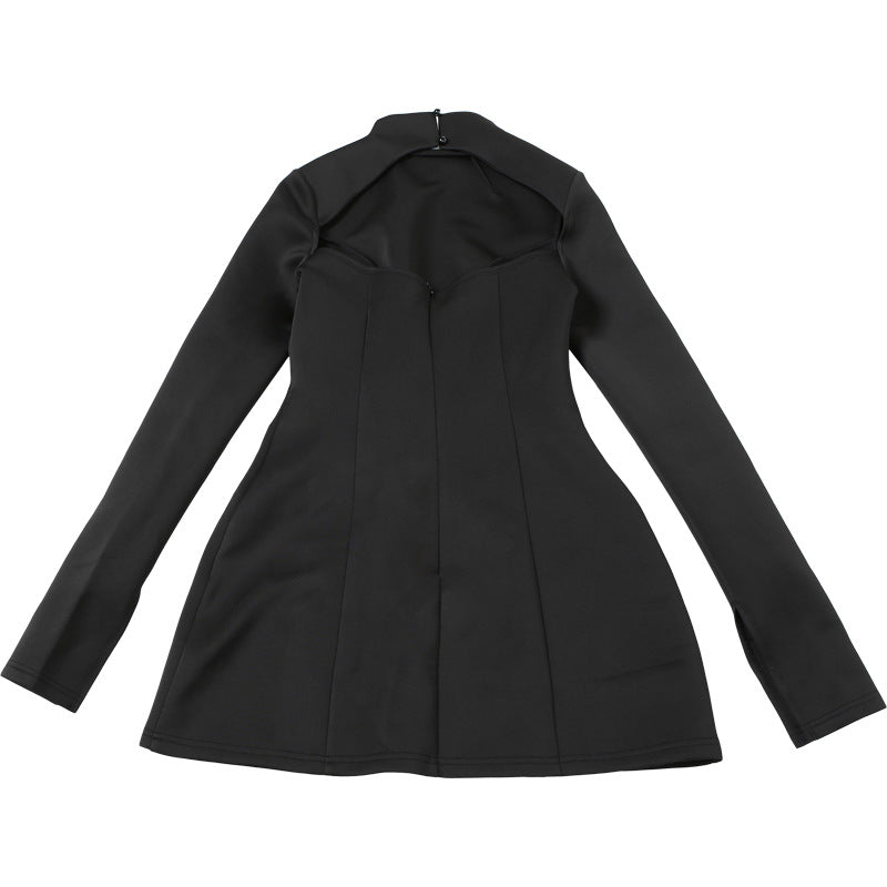 High-Neck Flared-Sleeve Fit-and-Flare Mini Dress 14