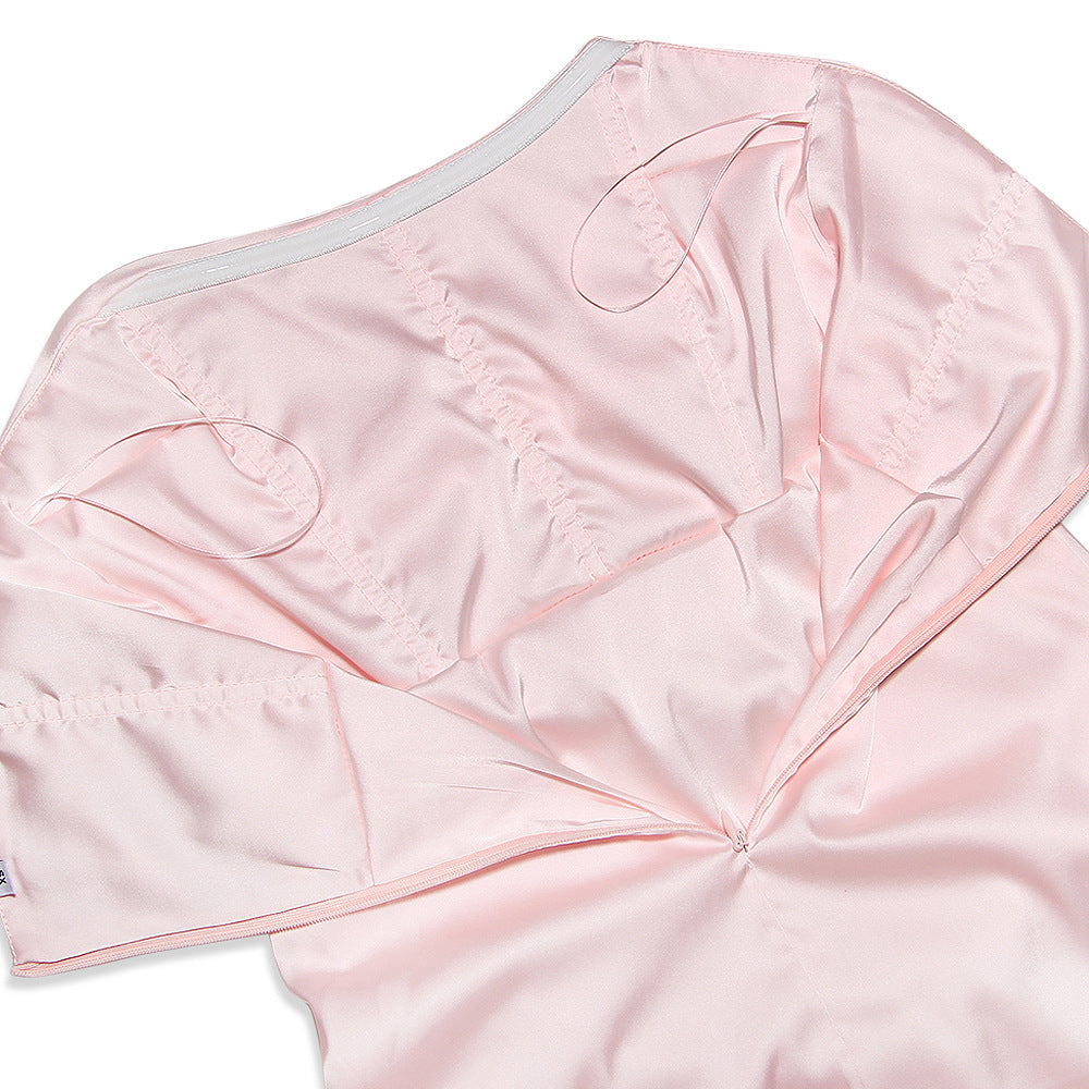 Satin Strapless Sweetheart Ruched Draped-Hem Mini Dress 14
