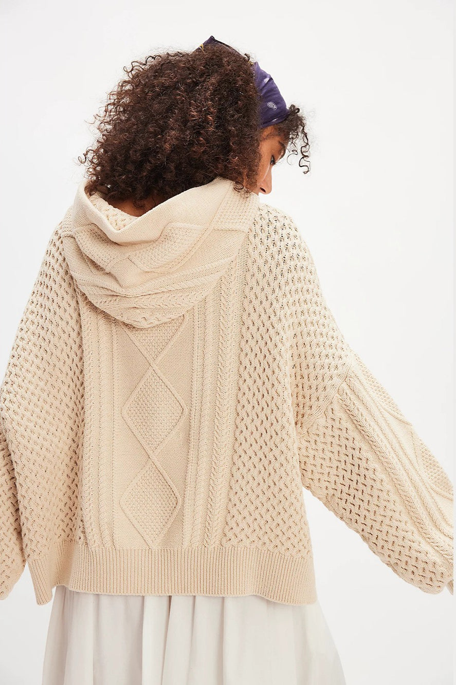 PrincessAce Vintage Casual Hooded Knit Sweater for Comfort