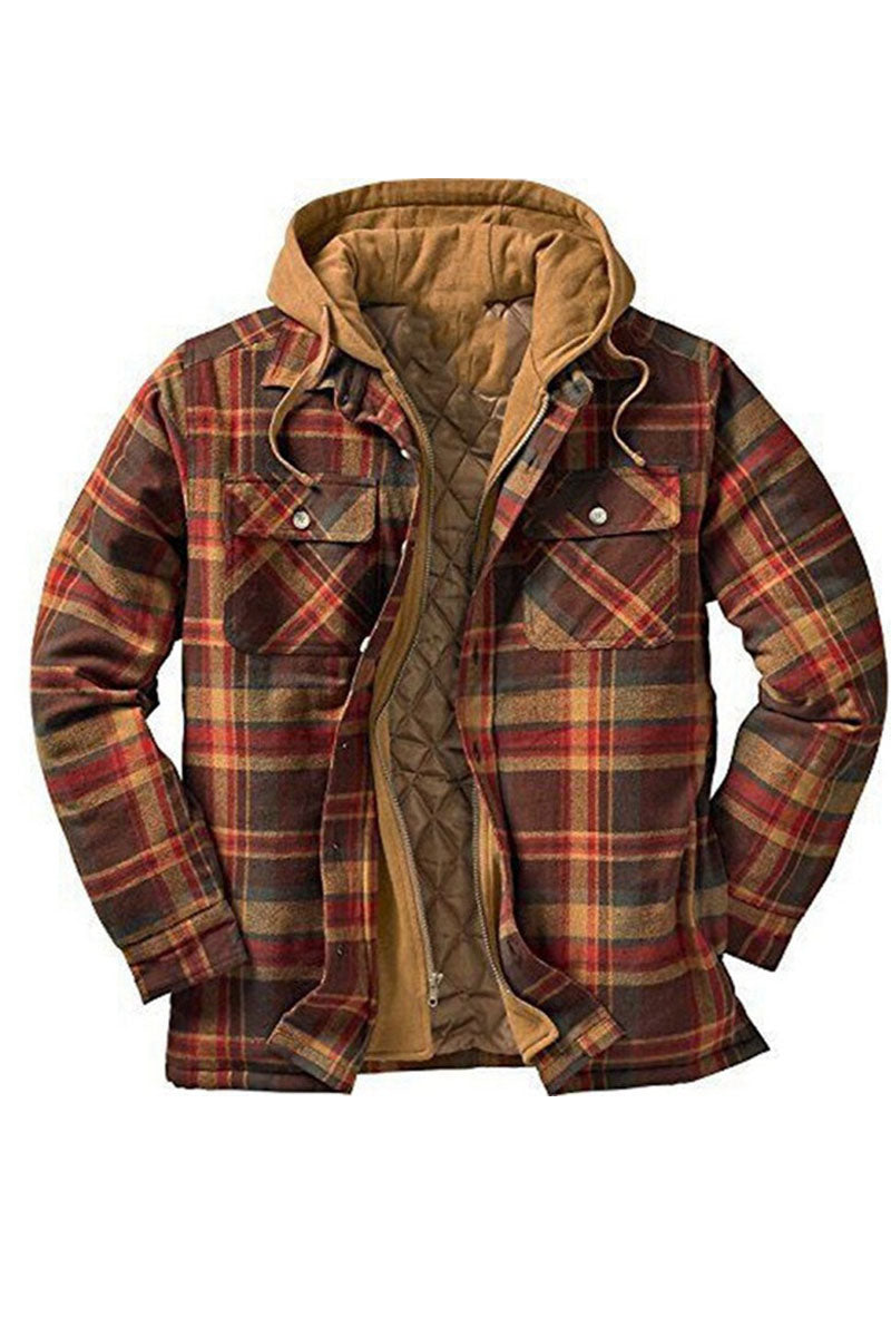 Uniqshe Men's Long Sleeve Plaid Printed Cardigan Knitted Jumper Jacket