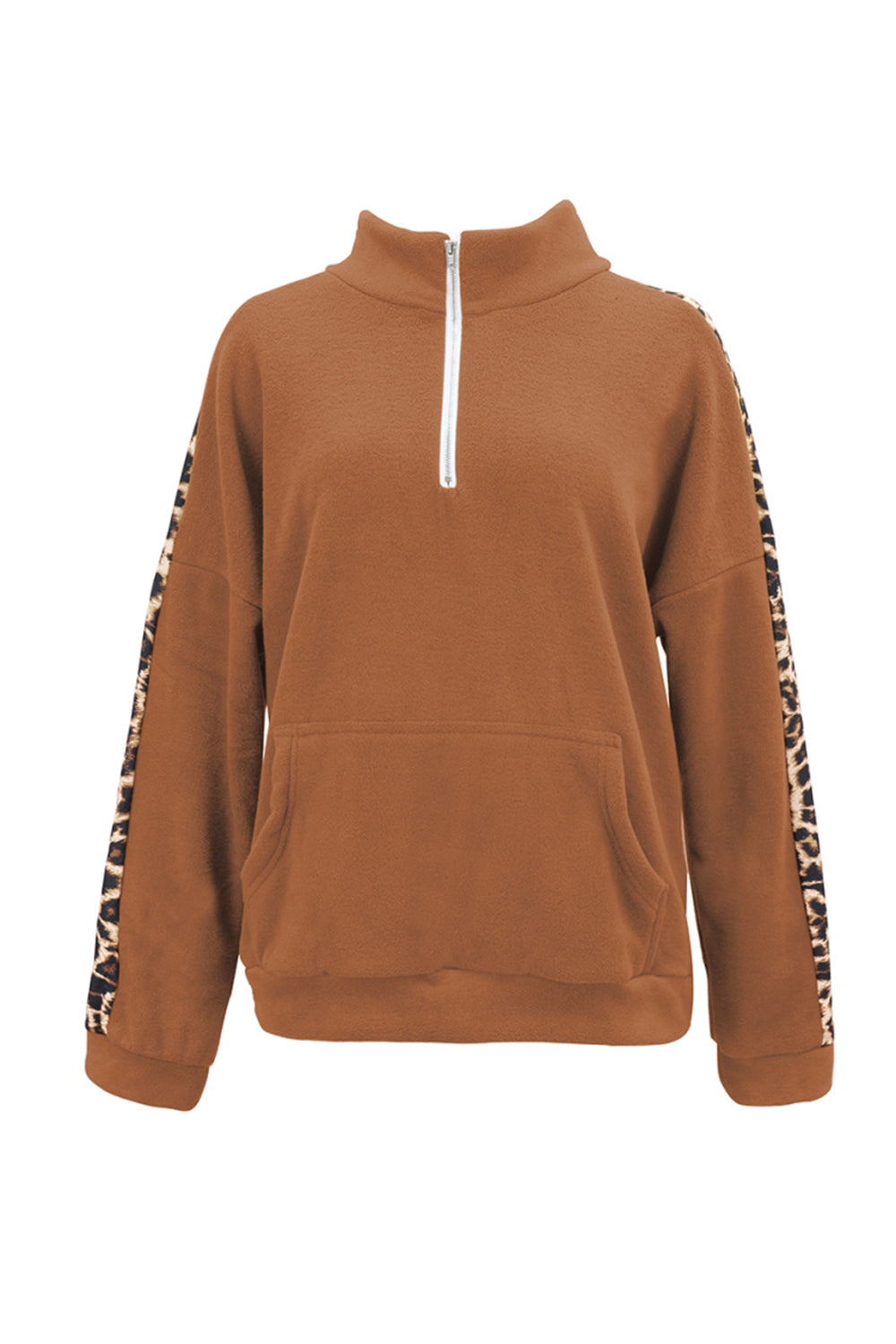 Long Sleeve Leopard Print Stitching Top