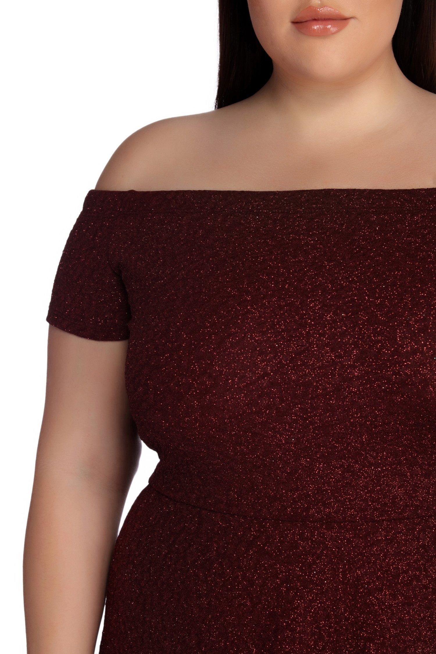 Plus Penelope Glitter Formal High Low Dress - Fashionpara