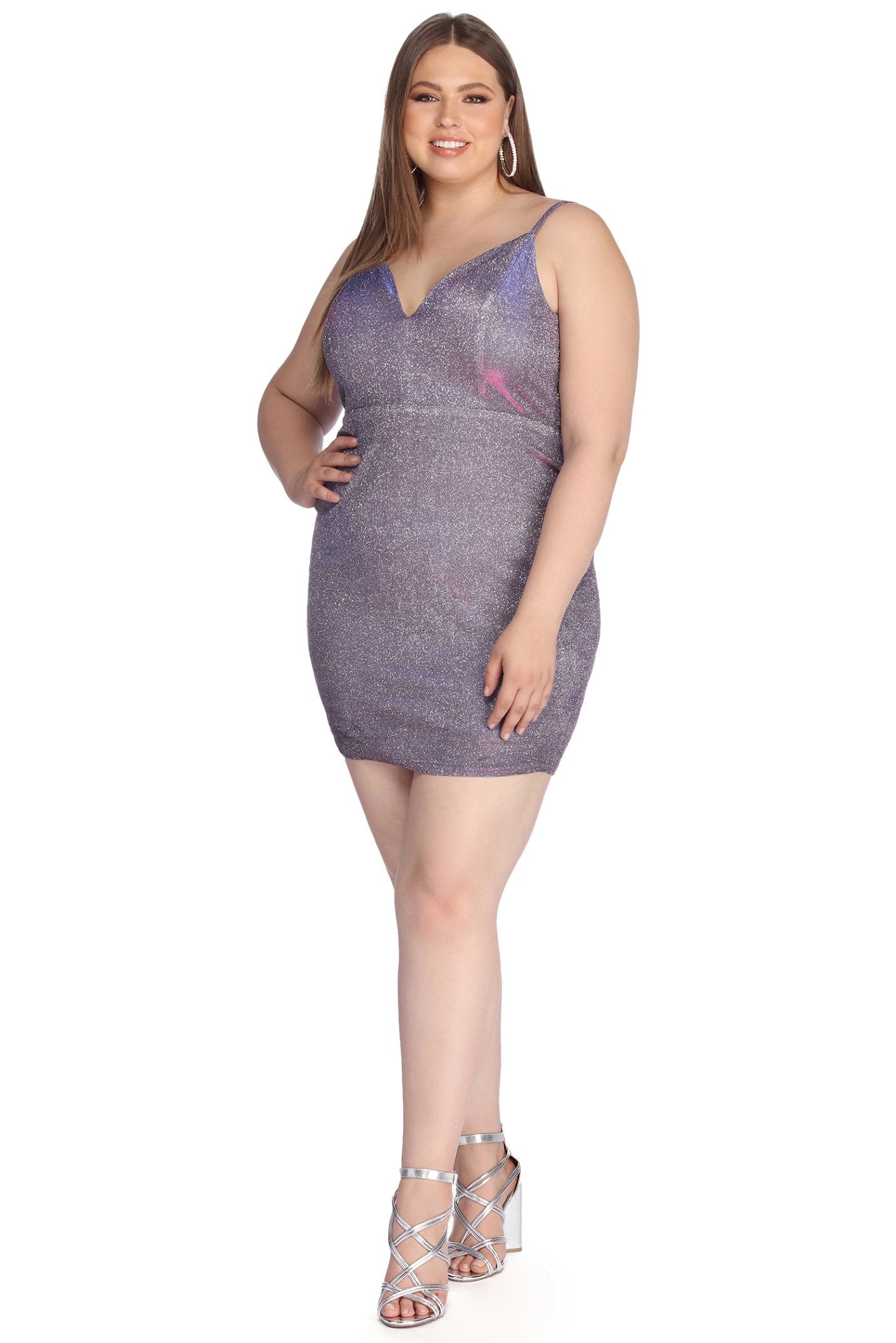 Plus Glitter Glam Party Dress - Fashionpara