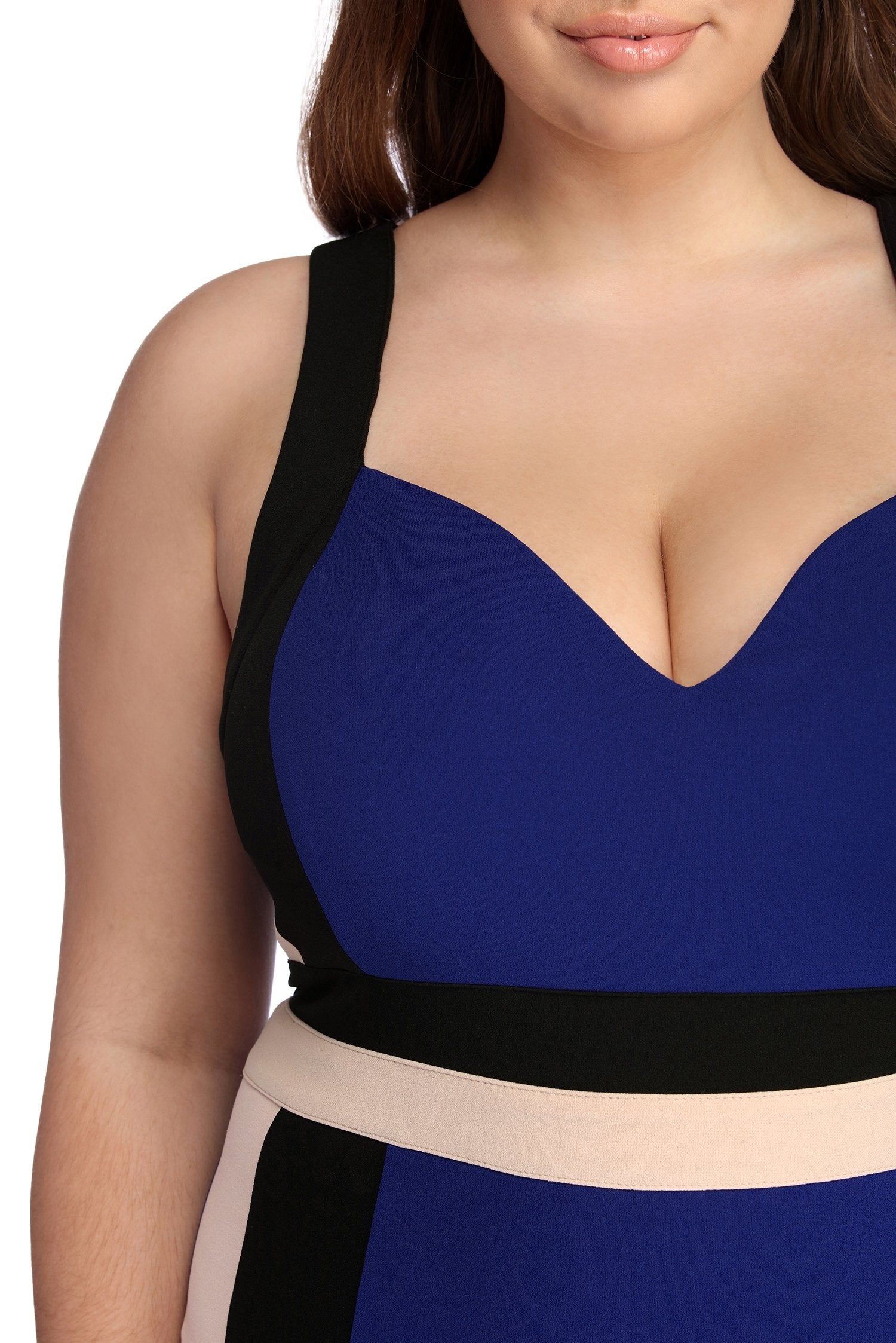 Plus Color Block Midi Dress - Fashionpara