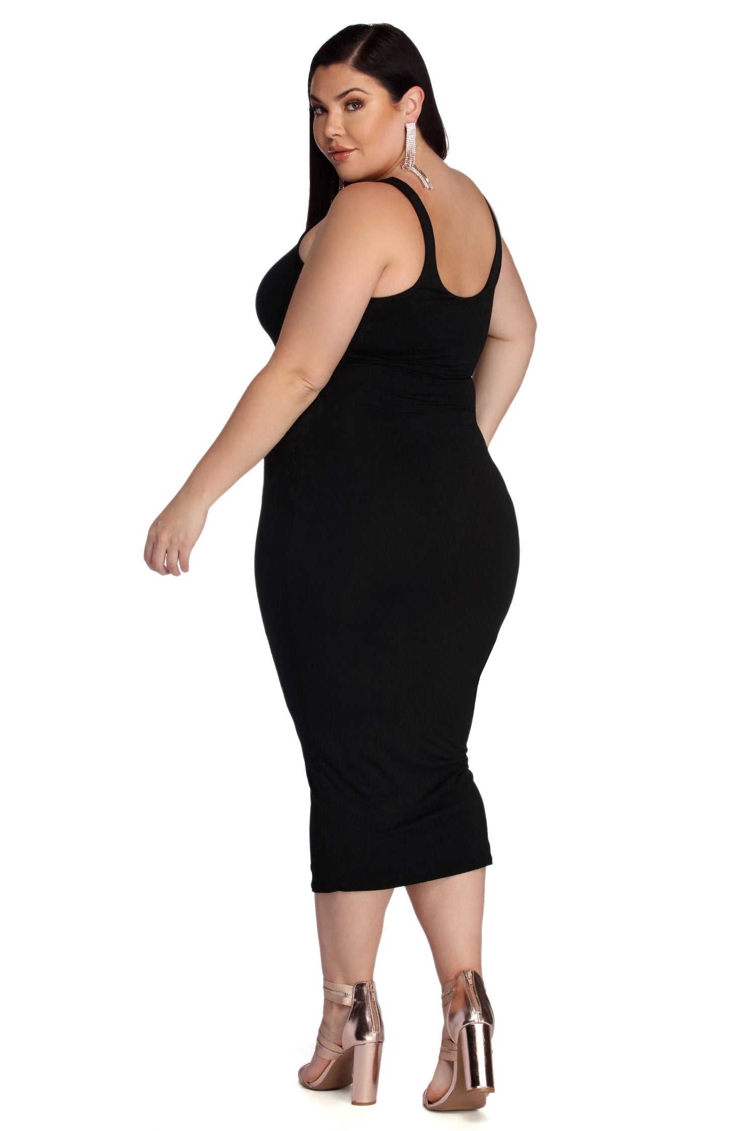 Plus Basic Essentials Midi Dress - Fashionpara