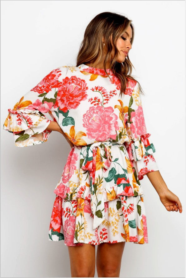 Satin Ruffle Maxi Dress