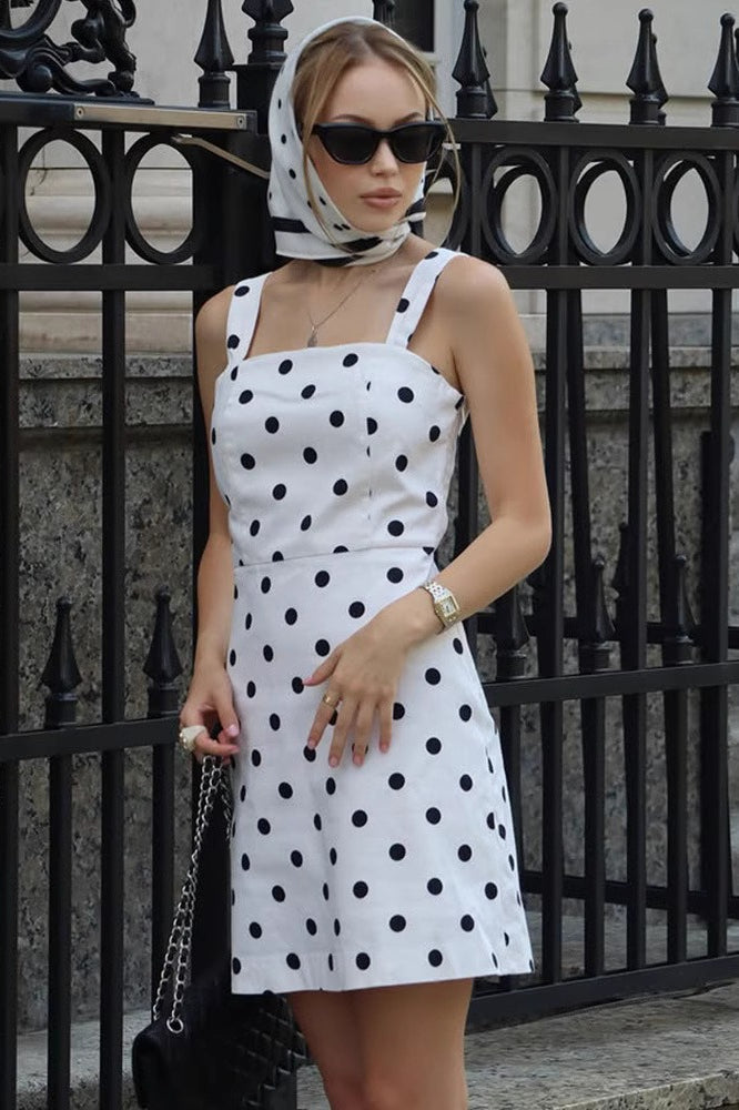 Polka Dot Cami High-Waist Mini Dress - Fashionpara