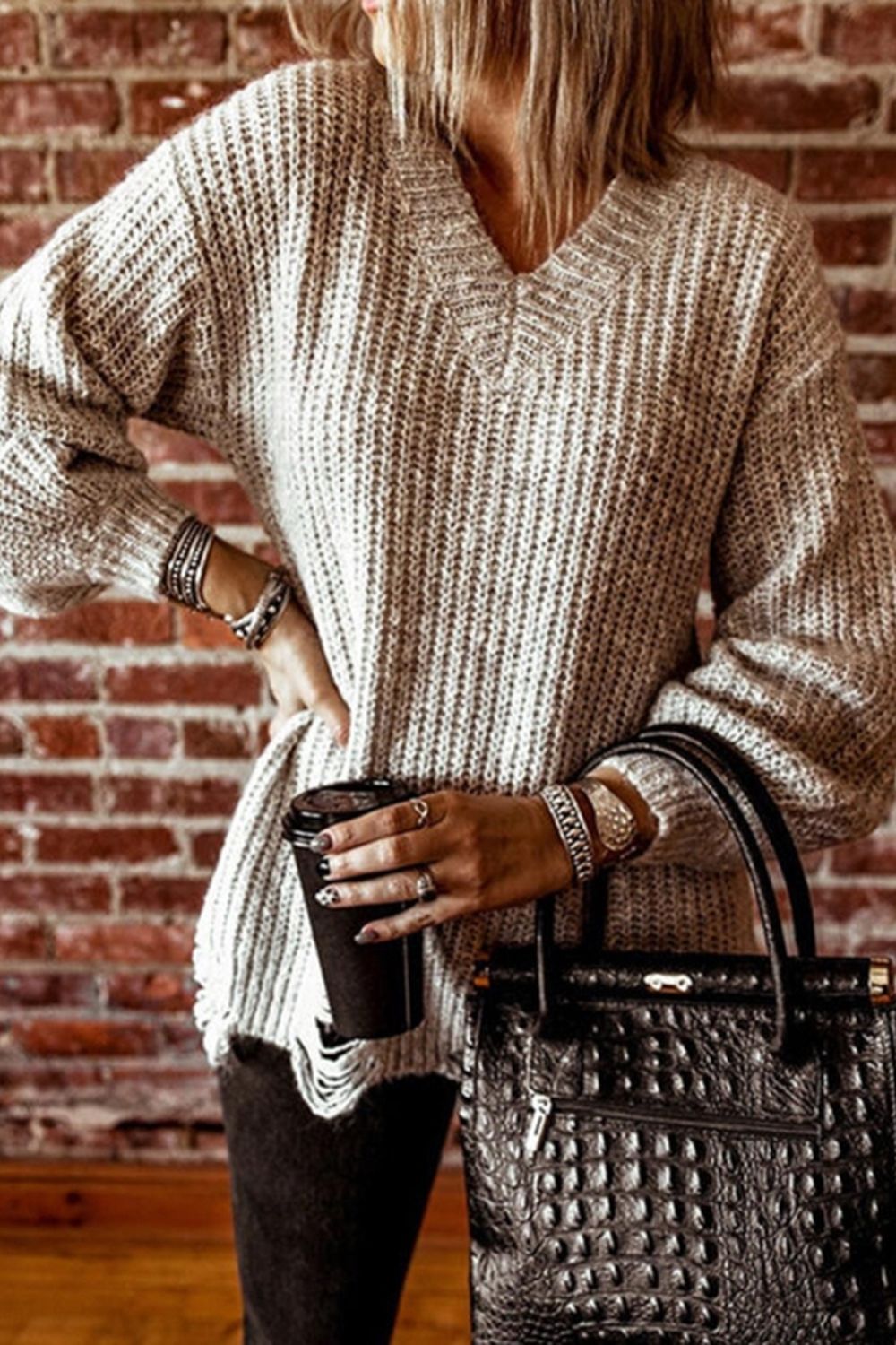 Ripped Knitted Sweater for Stylish Comfort and Versatility