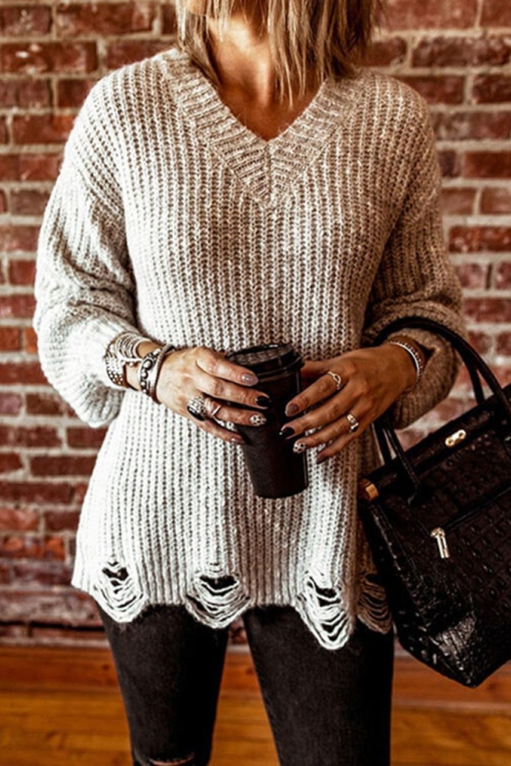 Ripped Knitted Sweater for Stylish Comfort and Versatility