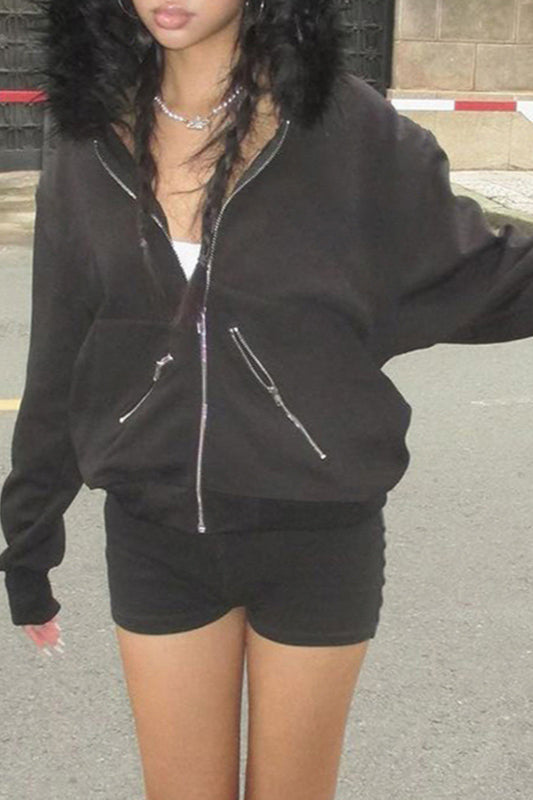 Oversized Furry Hooded Hoodie