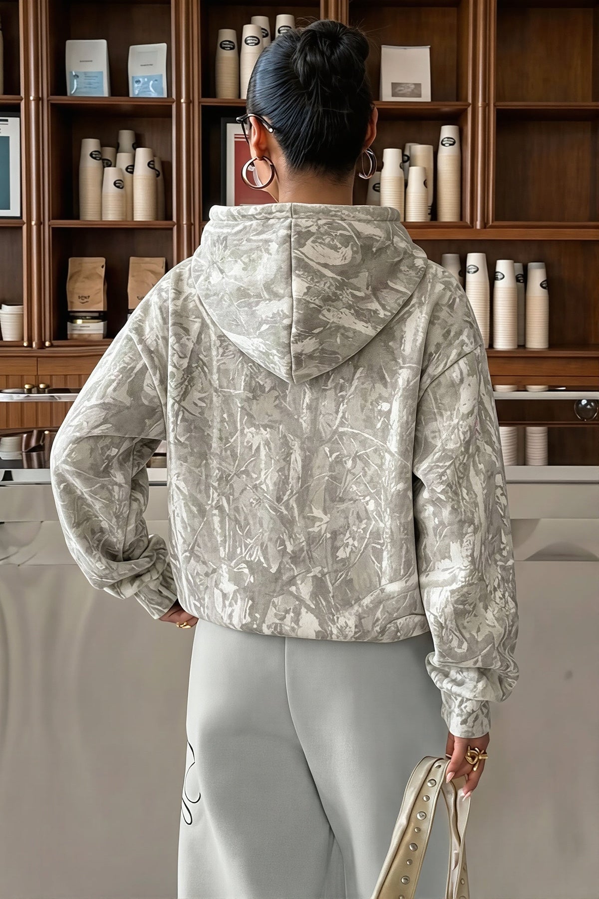 Stylish Abstract Print Pullover Hoodie