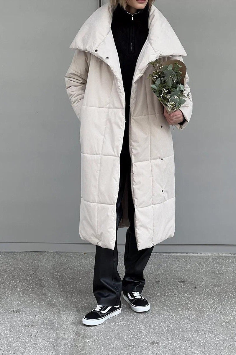 Long Stand Collar Relaxed Quilted Puffer Jacket 12