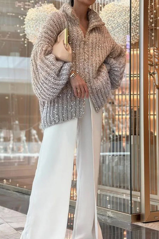 Elegant Sequin Knit Cardigan for Chic Layering Style