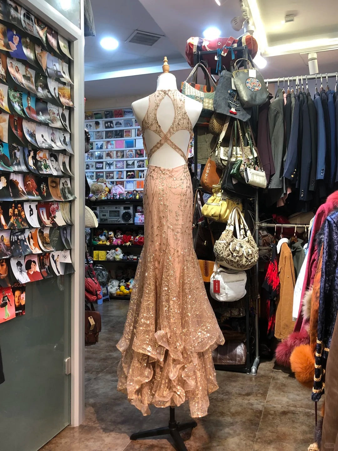 Sparkling Pink Mermaid Halter Neck Crossback Backless Tulle Long Prom Dress Evening Dress P4156