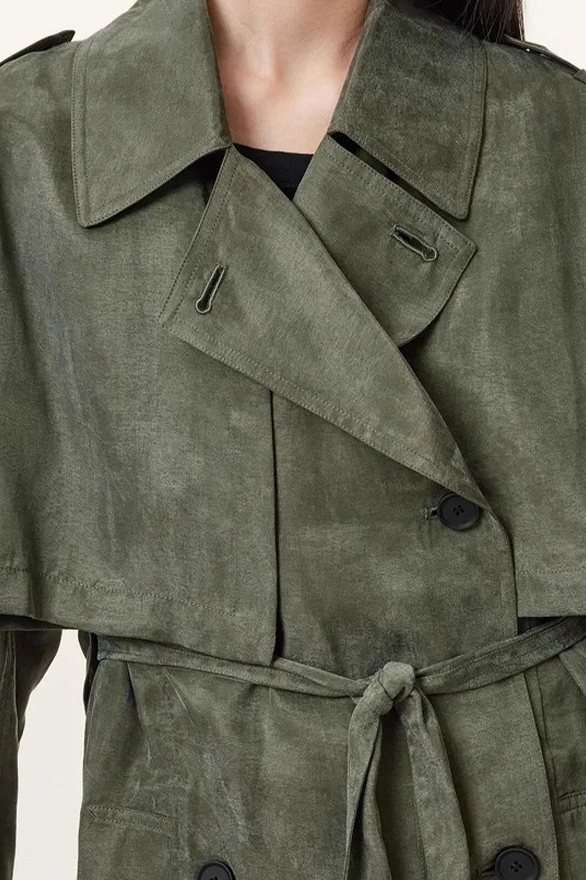 Suede Retro Casual Long Trench Blazer Overcoat - Fashionpara