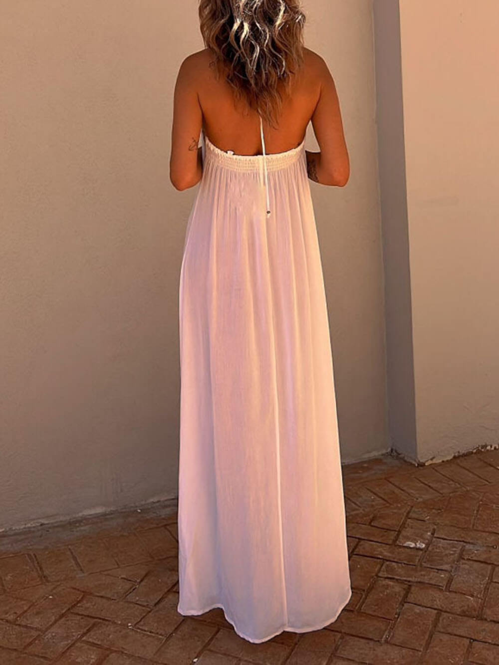 Halter Neck Casual Resort Maxi Dress - Fashionpara