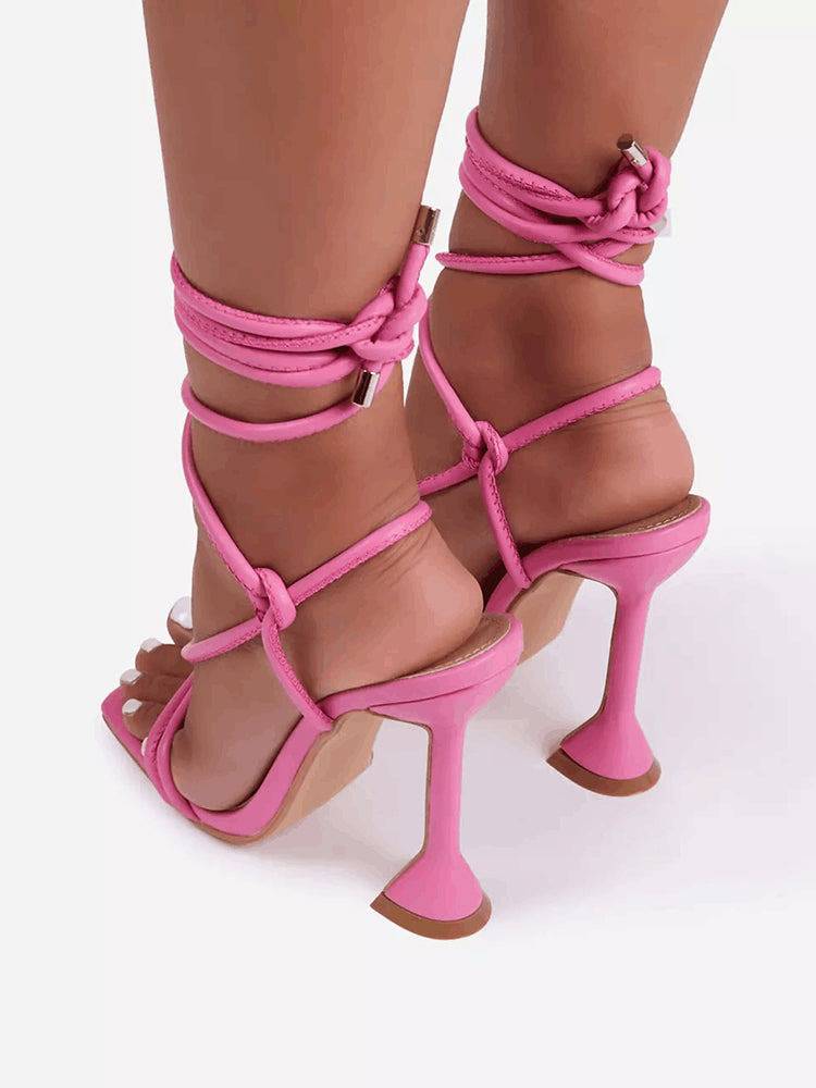 Lace-Up Square Toe Heels