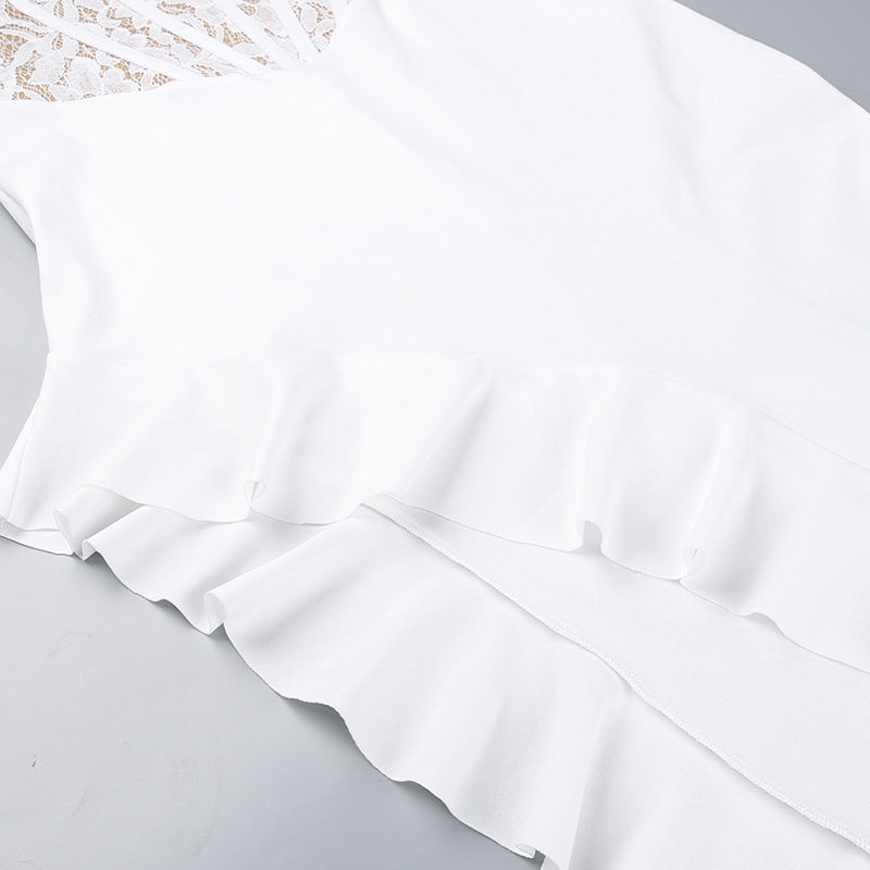 Fringila Asymmetric Dress - White