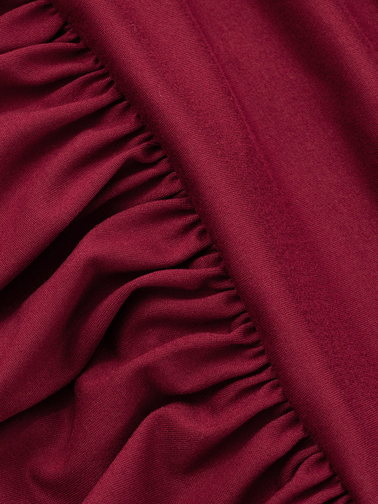Strapless Ruched Bodice Drop Waist Maxi Dress 15