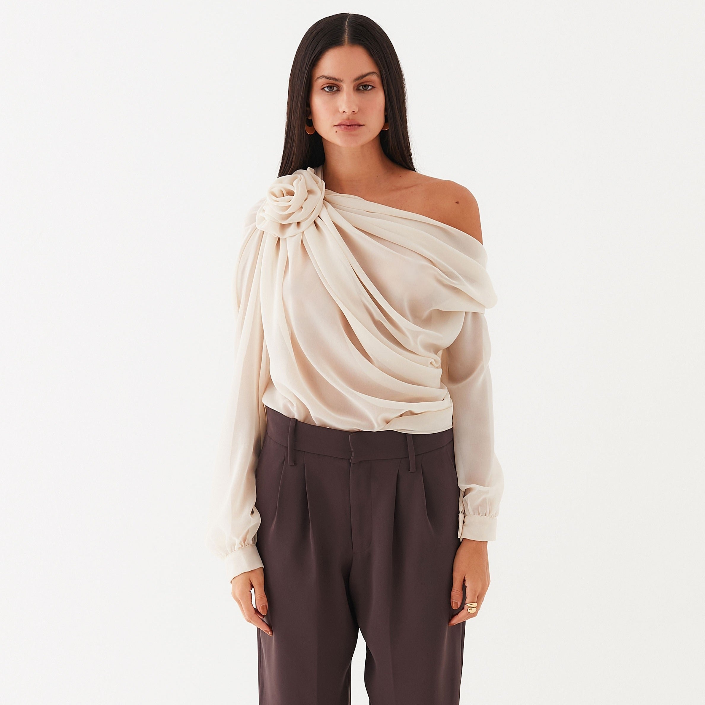 Fabulous Fluidity Asymmetrical Draped Blouse