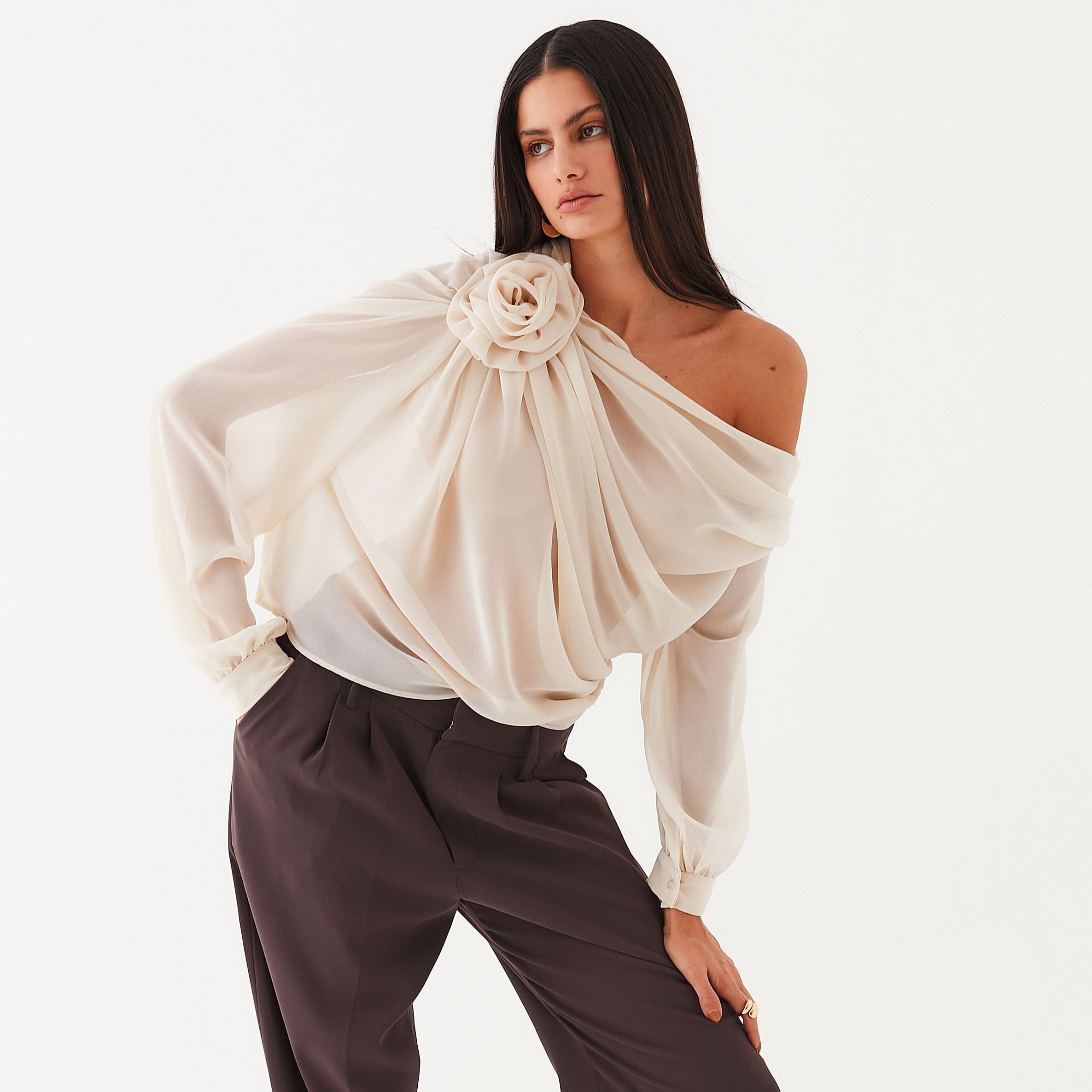 Fabulous Fluidity Asymmetrical Draped Blouse