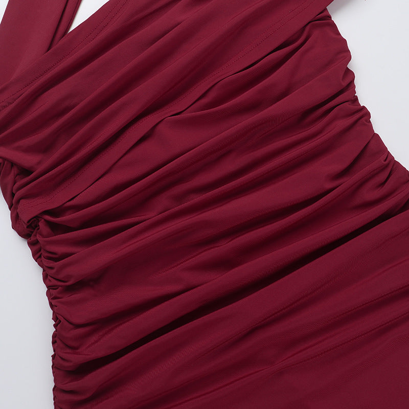 One-Shoulder Ruched Bodycon Column Midi Dress 14