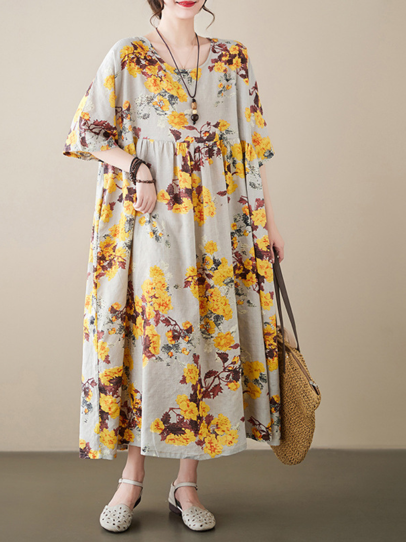 Heaven On Earth Round Neck Smock Dress - Fashionpara