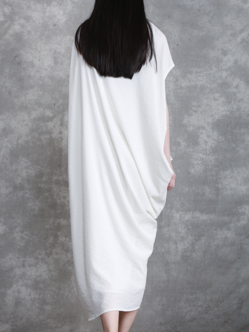 solid color long maxi dress loose bat sleeve long skirt - Fashionpara