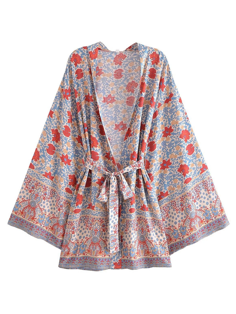Holding My Heart Cotton Floral Short Kimono Jacket - Fashionpara