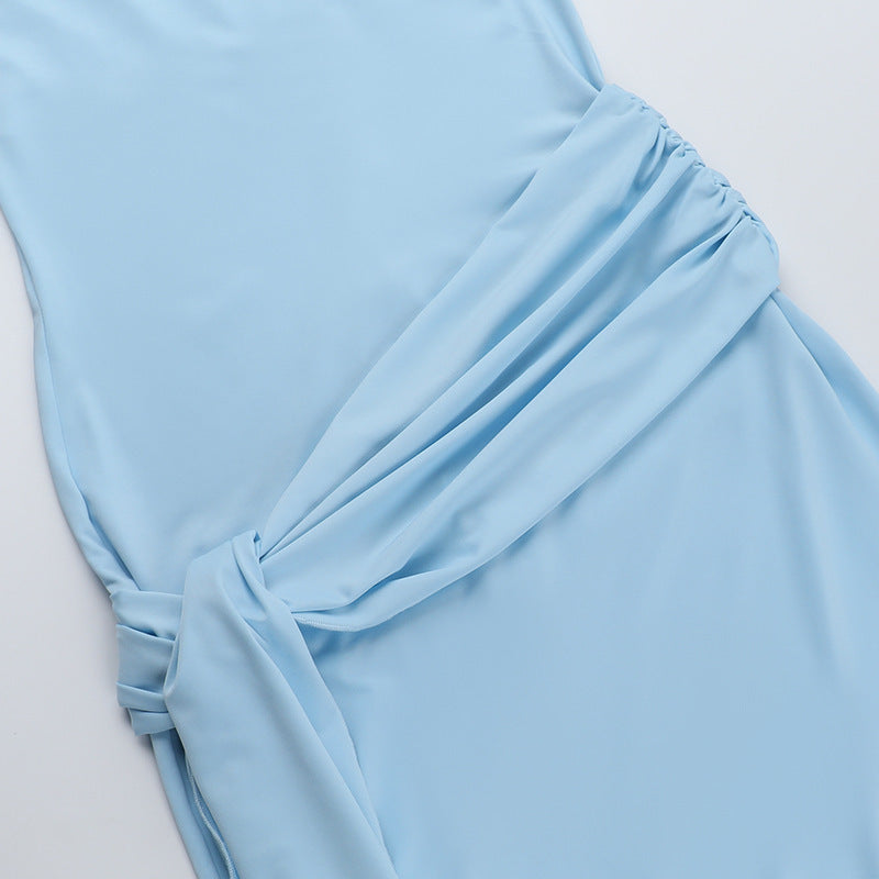 Strapless Ruched Sash-Detail Mermaid Maxi Dress 14