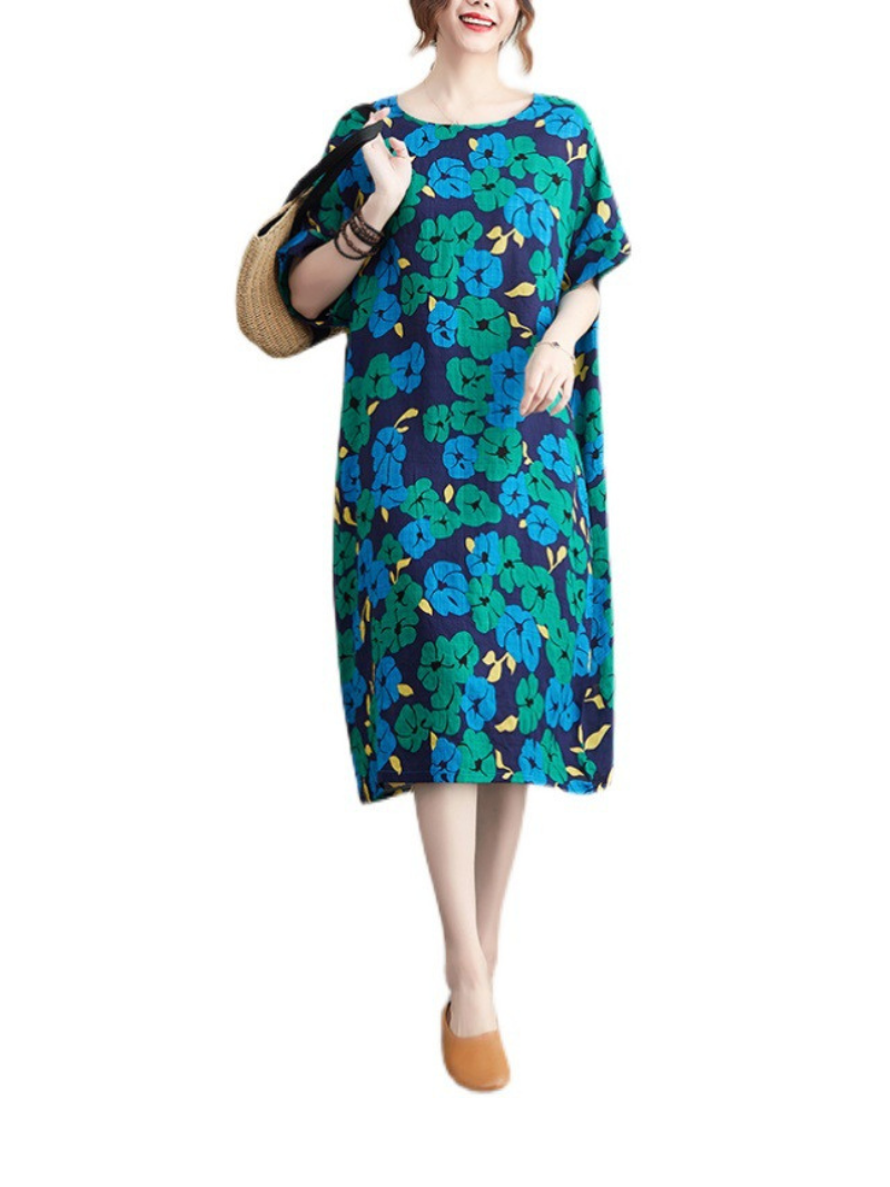 Summer Spirng Midi Dress with Short Sleeves - Fashionpara