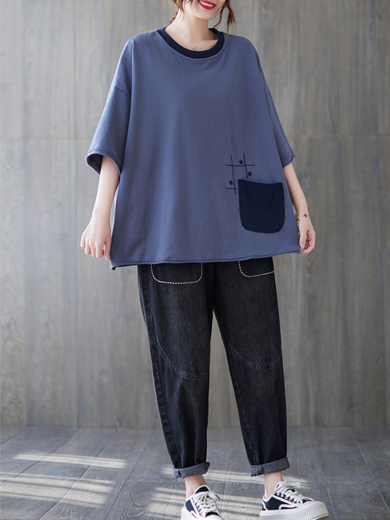 Time Will Come Loose Round Neck Top - Fashionpara