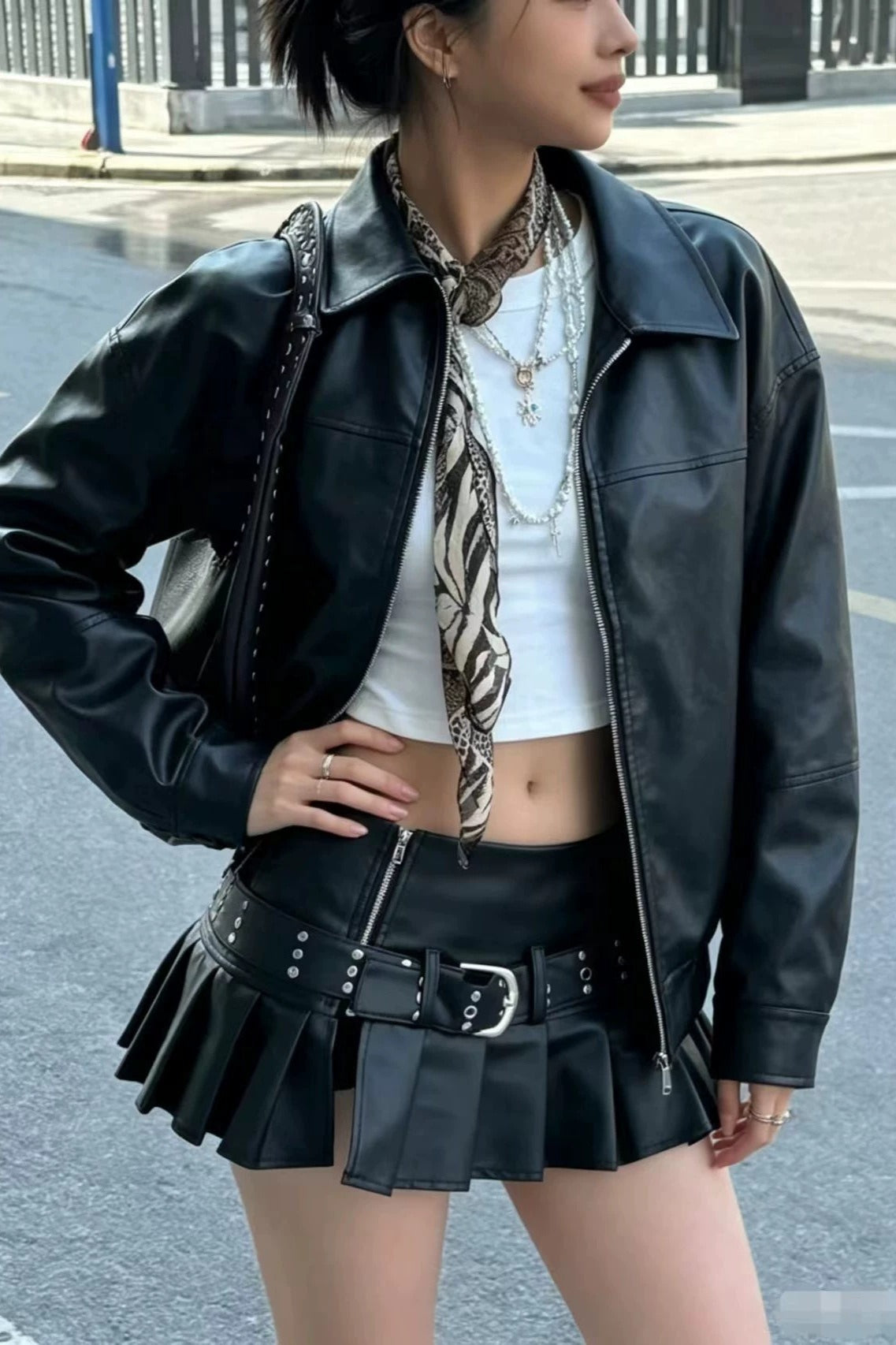 Vintage Faux-Leather Zip Jacket 4