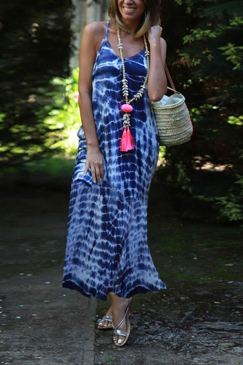Tie Dye Stripe Casual Plus Size Maxi Dress  Fashionpara