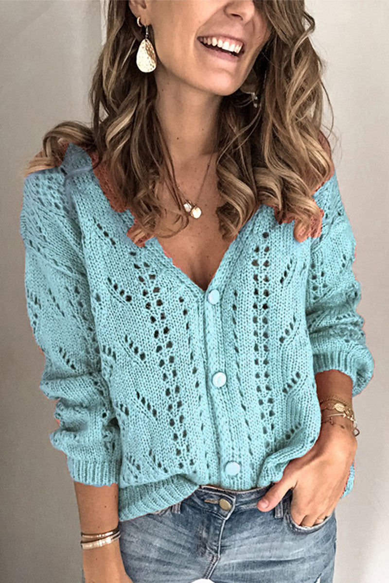 Florcoo Women's V Neck Solid Cardigan Sweater - 4 Colors