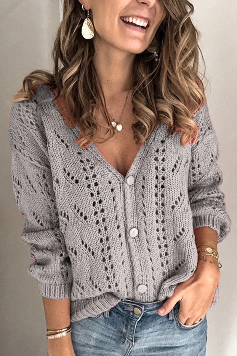 Florcoo Women's V Neck Solid Cardigan Sweater - 4 Colors
