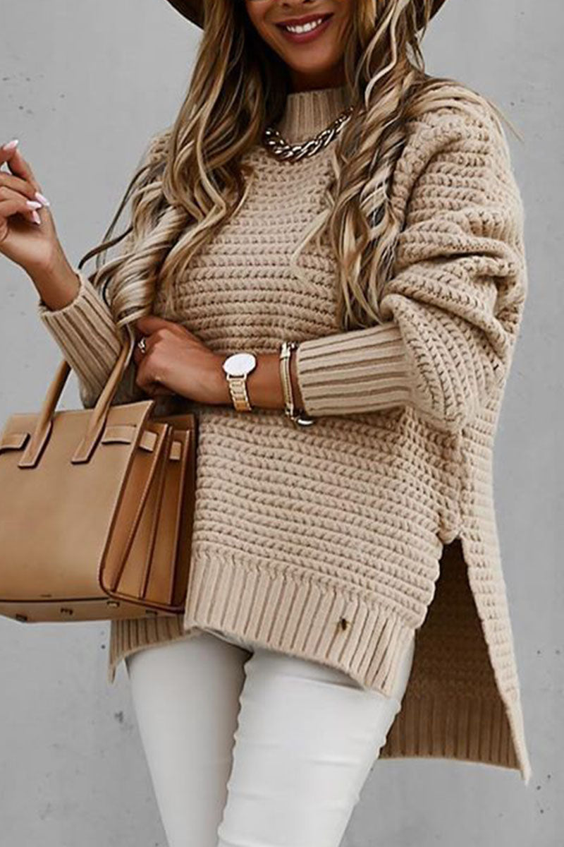 Fashion Street Solid Slit O Neck Sweaters(3 Colors) - Fashionpara